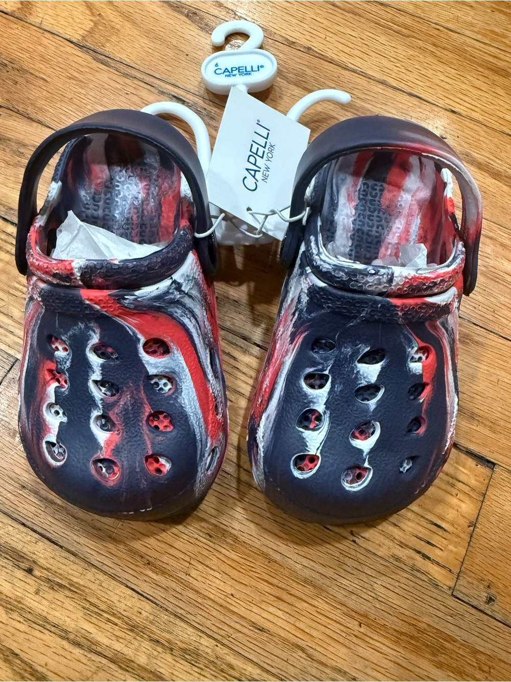 Capelli of New York Kids Navy, Red & White Foam Clog Sandals